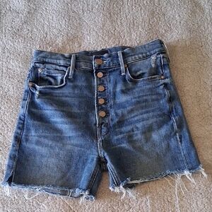 MOTHER Distressed Blue Jean Shorts
